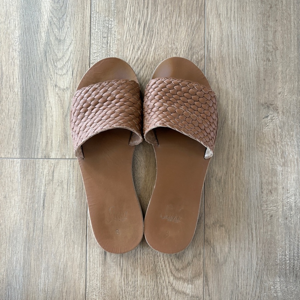 Sseko Tan Woven Slide Sandals